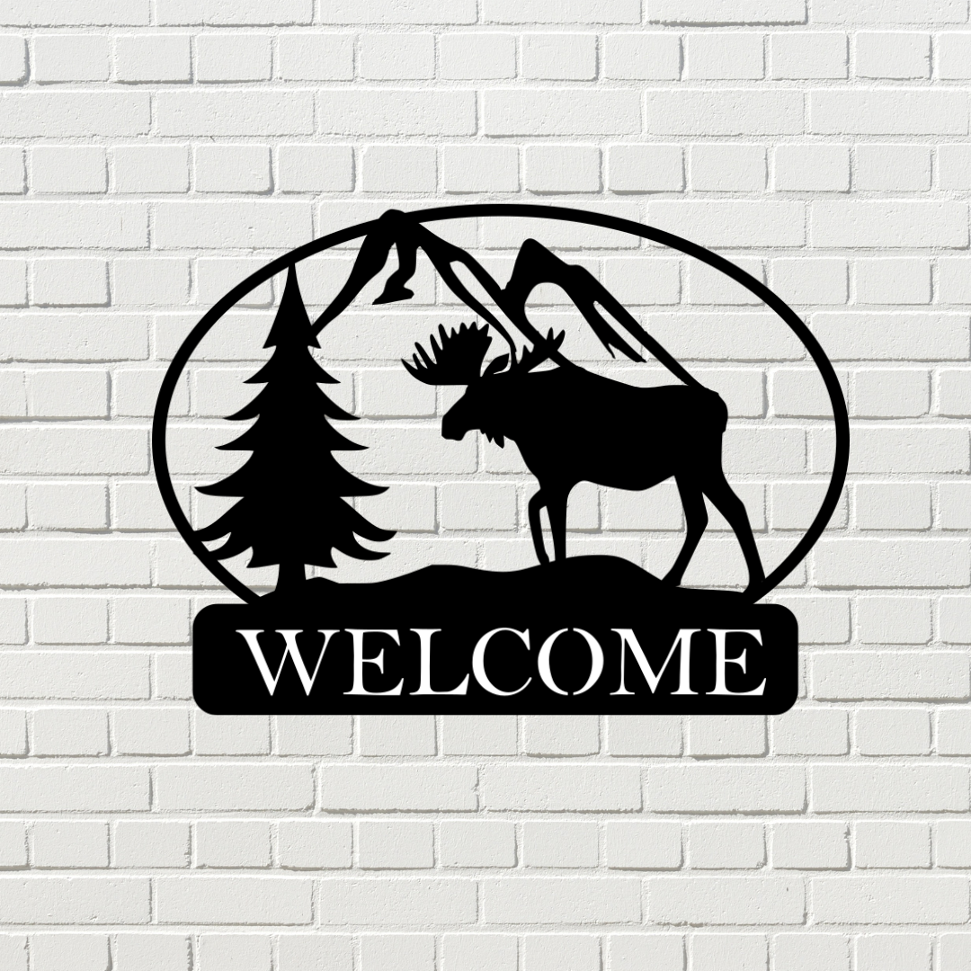 Personalized Oval Family Name Moose Sign