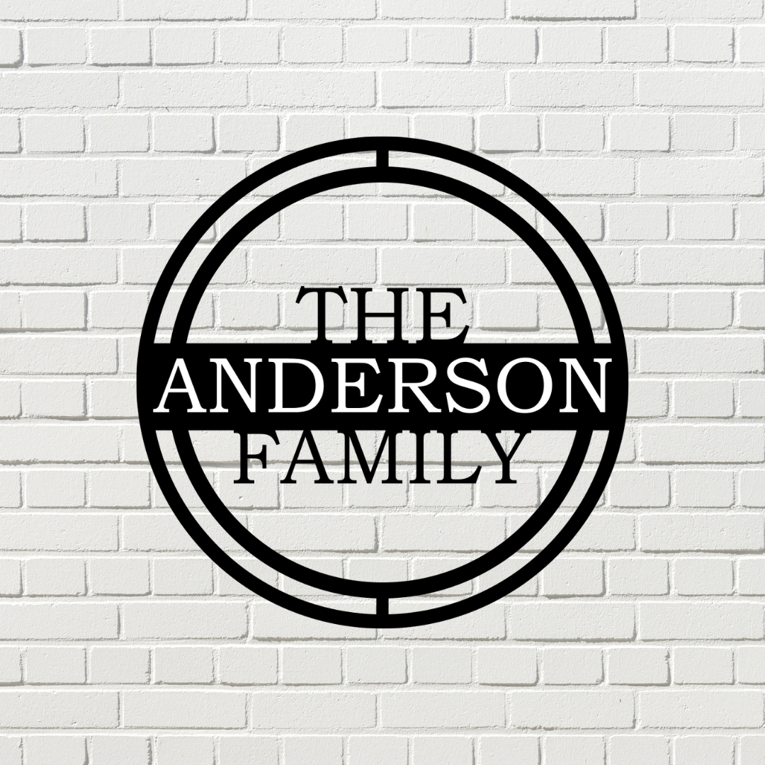 Round Family Name Monogram Sign