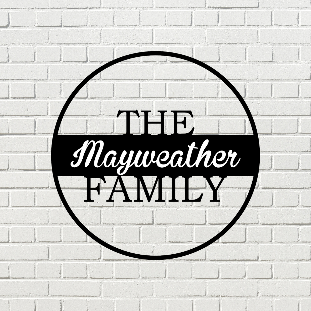 Round Family Name Monogram Sign