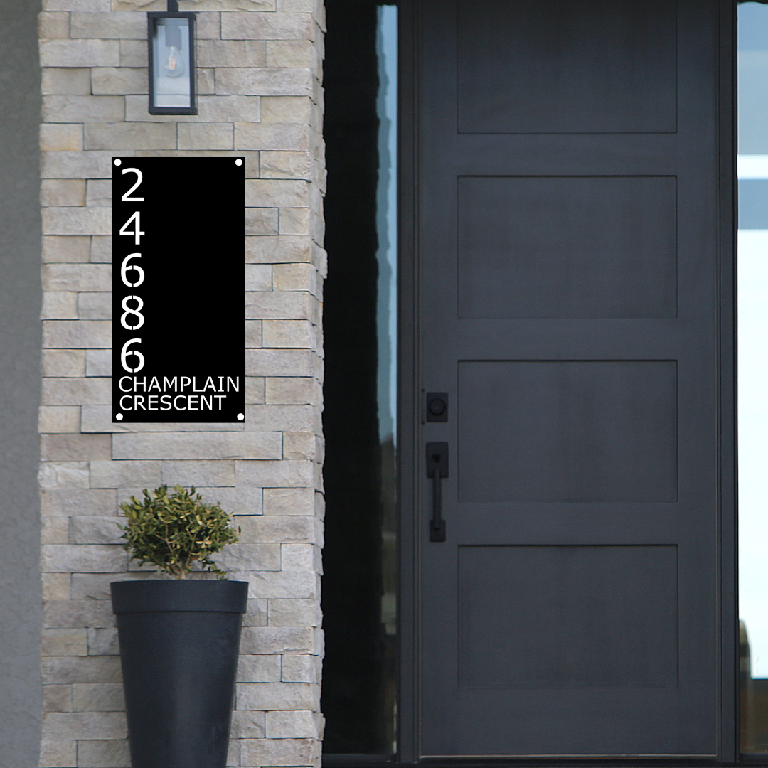 Modern Vertical Address Name Sign