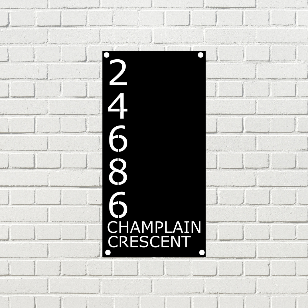 Modern Vertical Address Name Sign