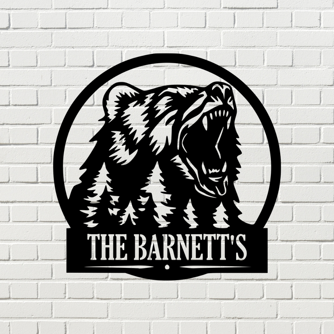Personalized Grizzly Bear Family Sign