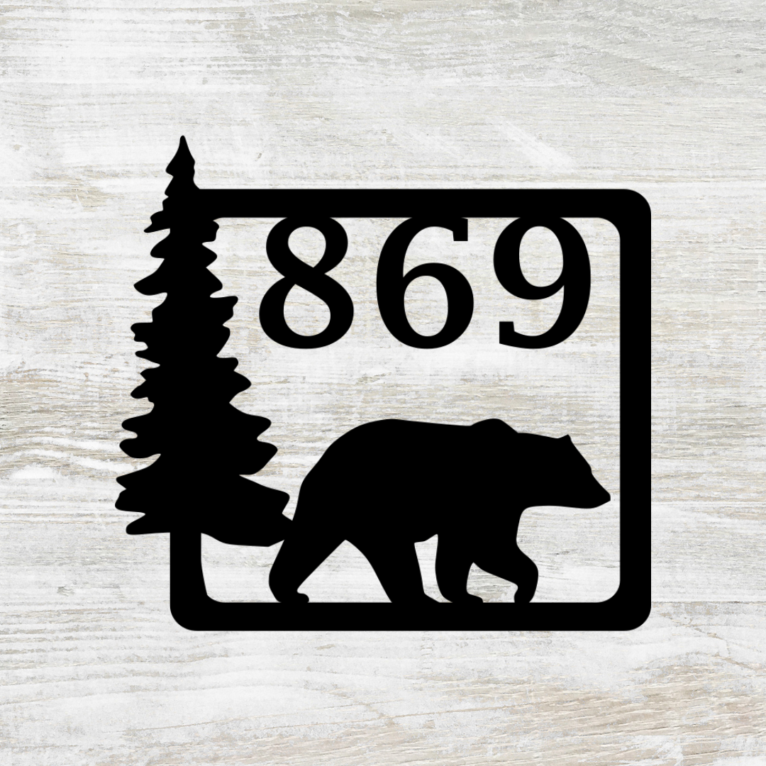 Personalized Bear House Address Number Sign