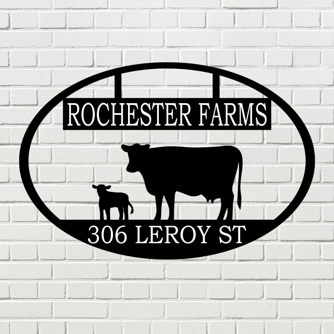 Personalized Cow Oval Farm Sign