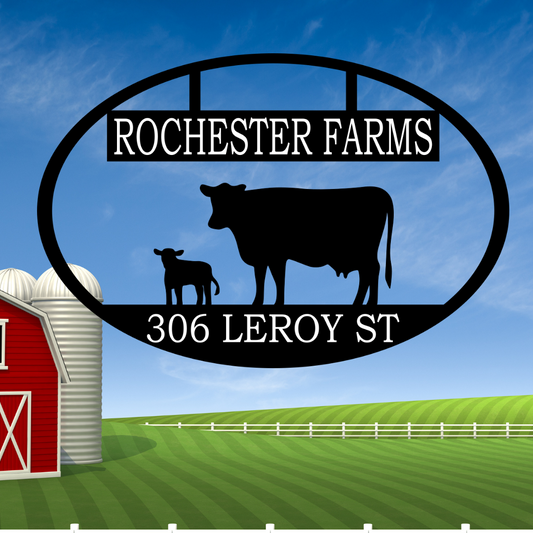 Personalized Cow Oval Farm Sign