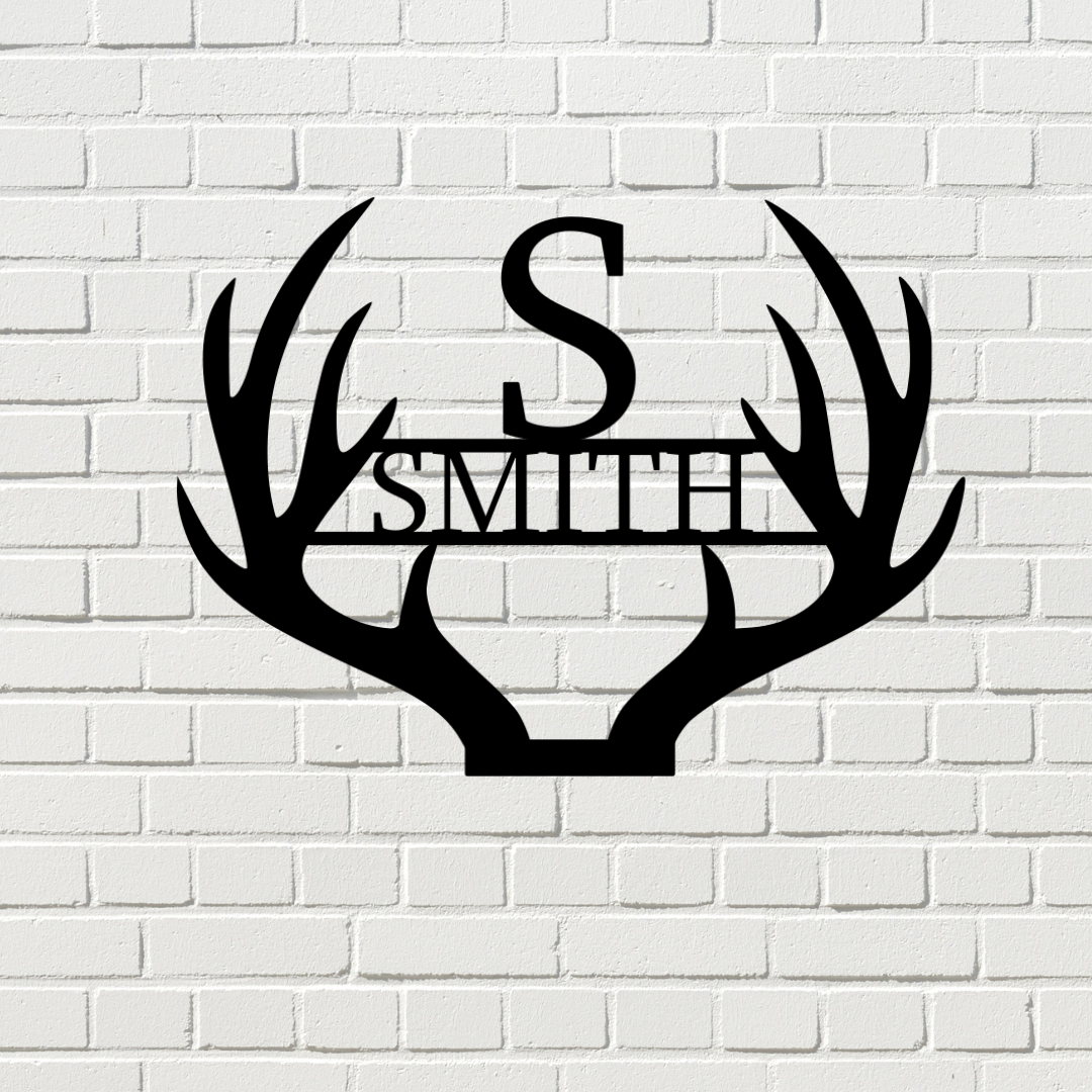 Antler Family Name Monogram Sign