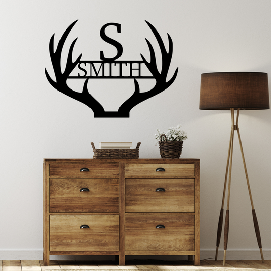 Antler Family Name Monogram Sign