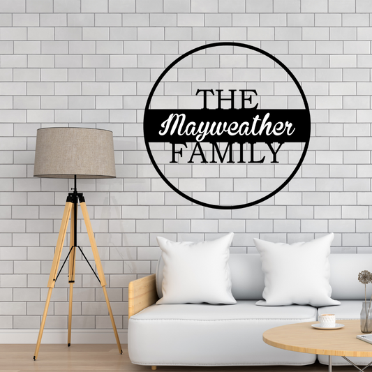 Round Family Name Monogram Sign